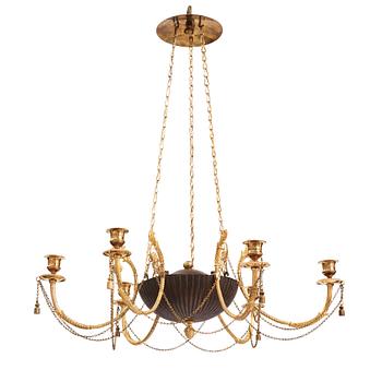 100. A late Gustavian six-light hanging-lamp, early 19th century.