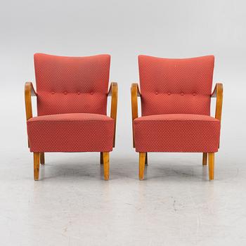 A pair of Swedish Modern armchairs, 1940's.