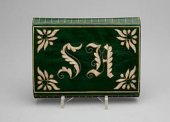 PLÅNBOK, bland annat textil och mässing,  1800-talets mitt.