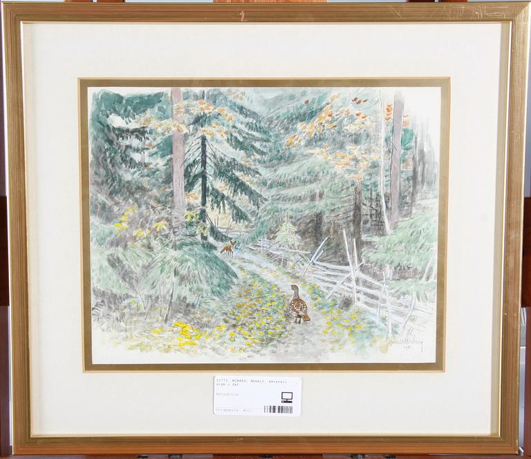 WIBERG, HARALD. Akvarell. Sign. o dat. 1982.