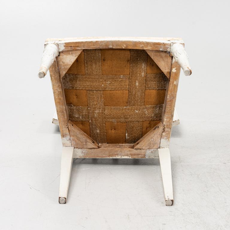 A pair of Gustavian chairs, around the year 1800.