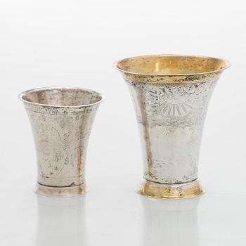 Two silver cups, Anders Törnqvist the Elder, Turku 1780 and Anders Pihra, Turku, active 1803-1831.