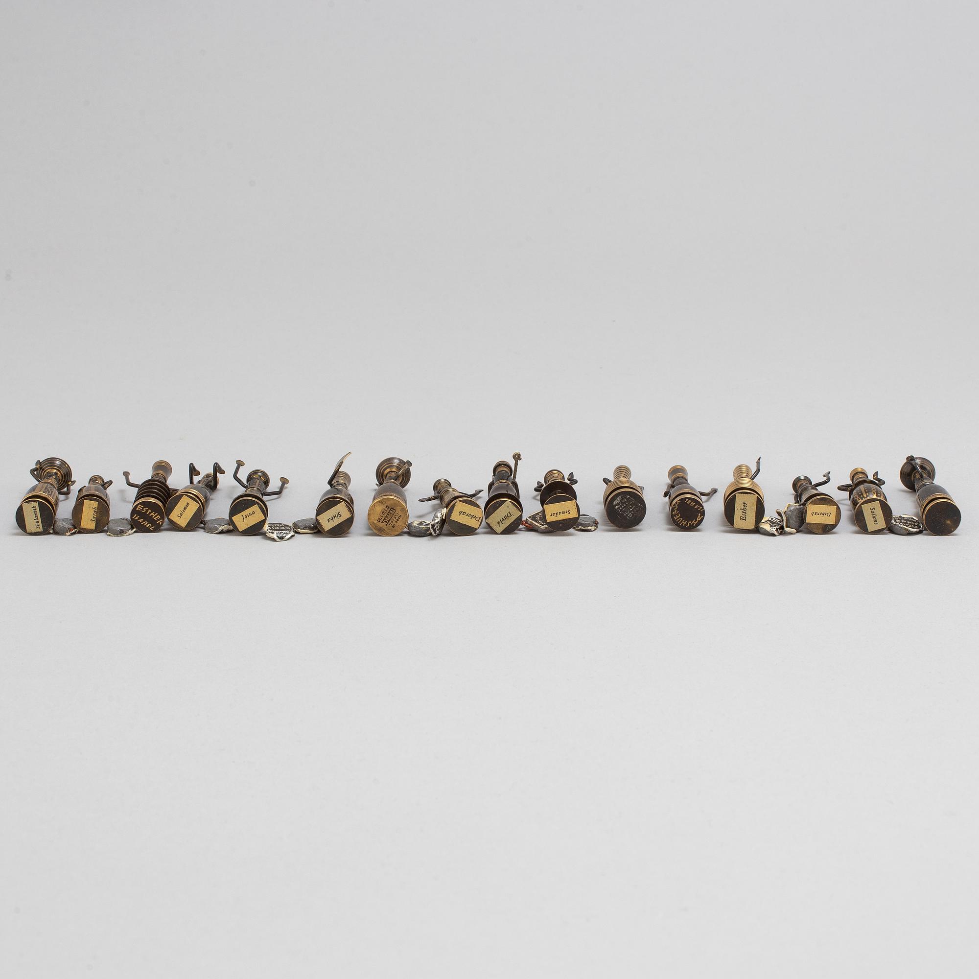 HANS TEPPICH, a set of 16 chess pieces/ biblical miniatures, Israel, 1950's-60's.