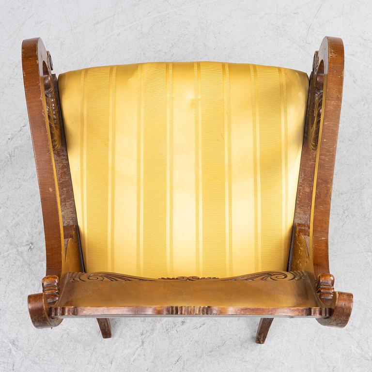 A pair of Russian/Baltic Empire mahogany armchairs, 1830's/40's.