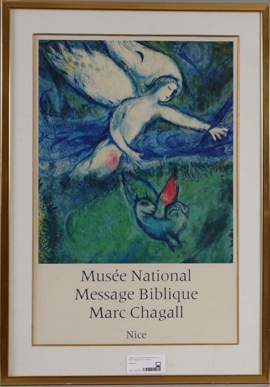 UTSTÄLLNINGSAFFISCHER, 3 st. Marc Chagall samt Le Corbusier.