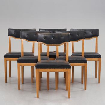 HAKON AHLBERG & AXEL LARSSON, a set of six beech chairs, Nordiska Kompaniet, Sweden 1930's/40's.