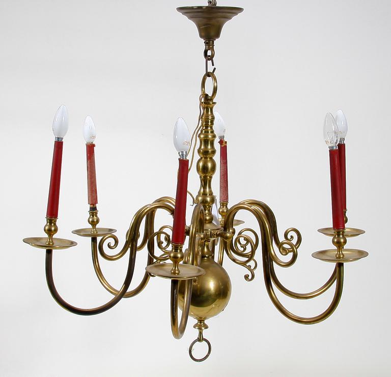 TAKKRONA, mässing, barockstil, 1900-tal. H 88.