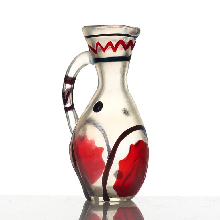 A glass pitcher/vase probably by Ermanno Nason for I.V.R Mazzega, Italy 1950's.