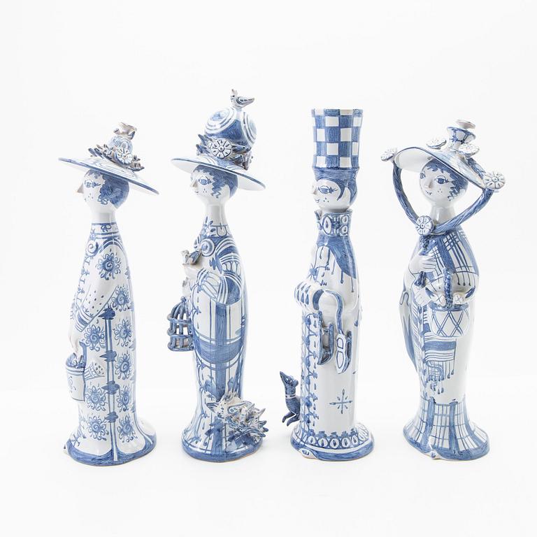 Björn Wiinblad, Figures, 4 pieces, "The Four Seasons", Denmark, 1987-88.
