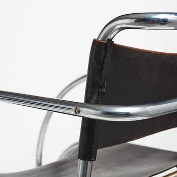 Ludwig Mies van der Rohe, a pair of "MR 20", armchairs, Berliner Metallgewerbe Josef Müller or Bamberg Metallwerkstätten, 1920's.