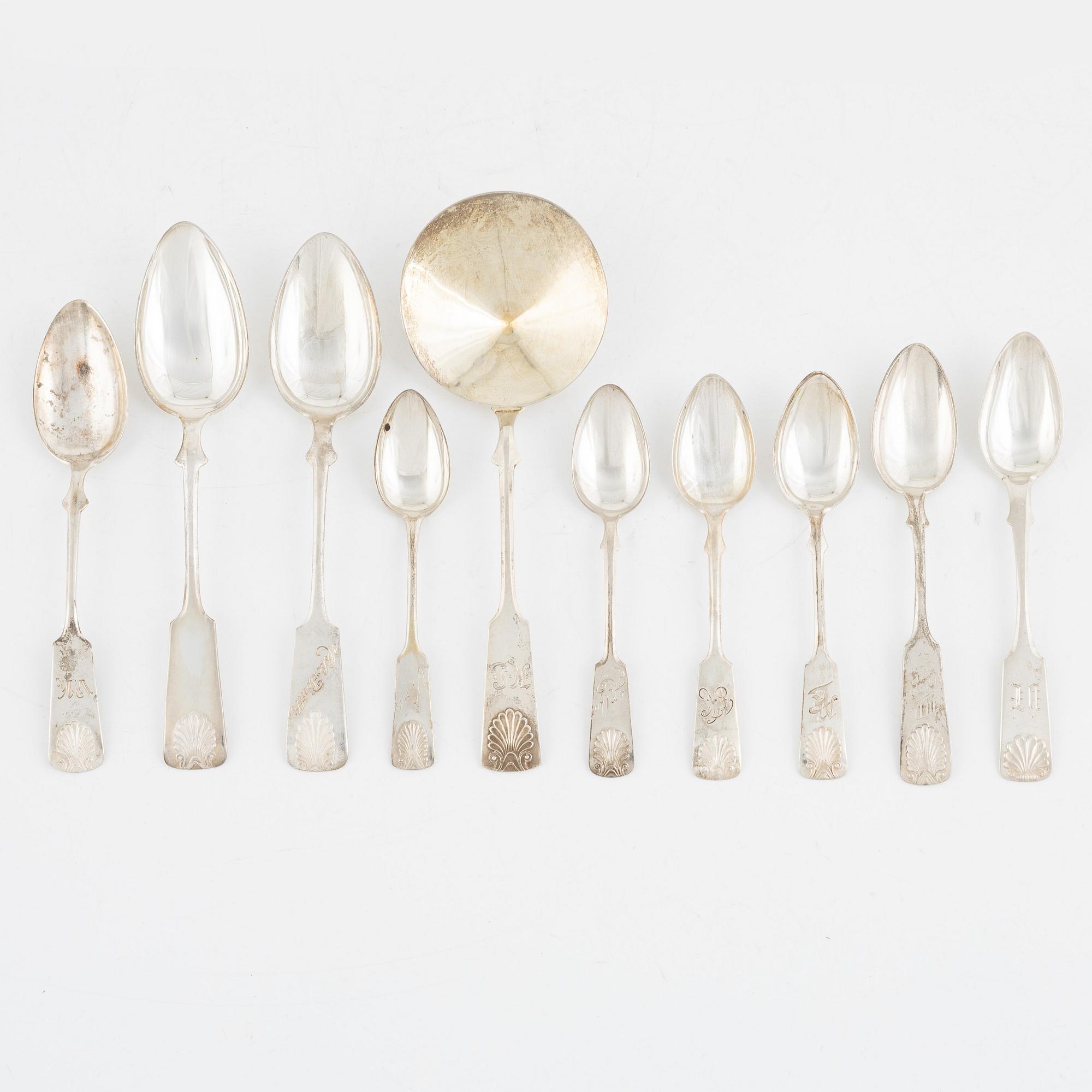 Bestickservisdelar, 46 st, silver, Finland, bl a Kultakeskus Oy, Tavastehus 1963.