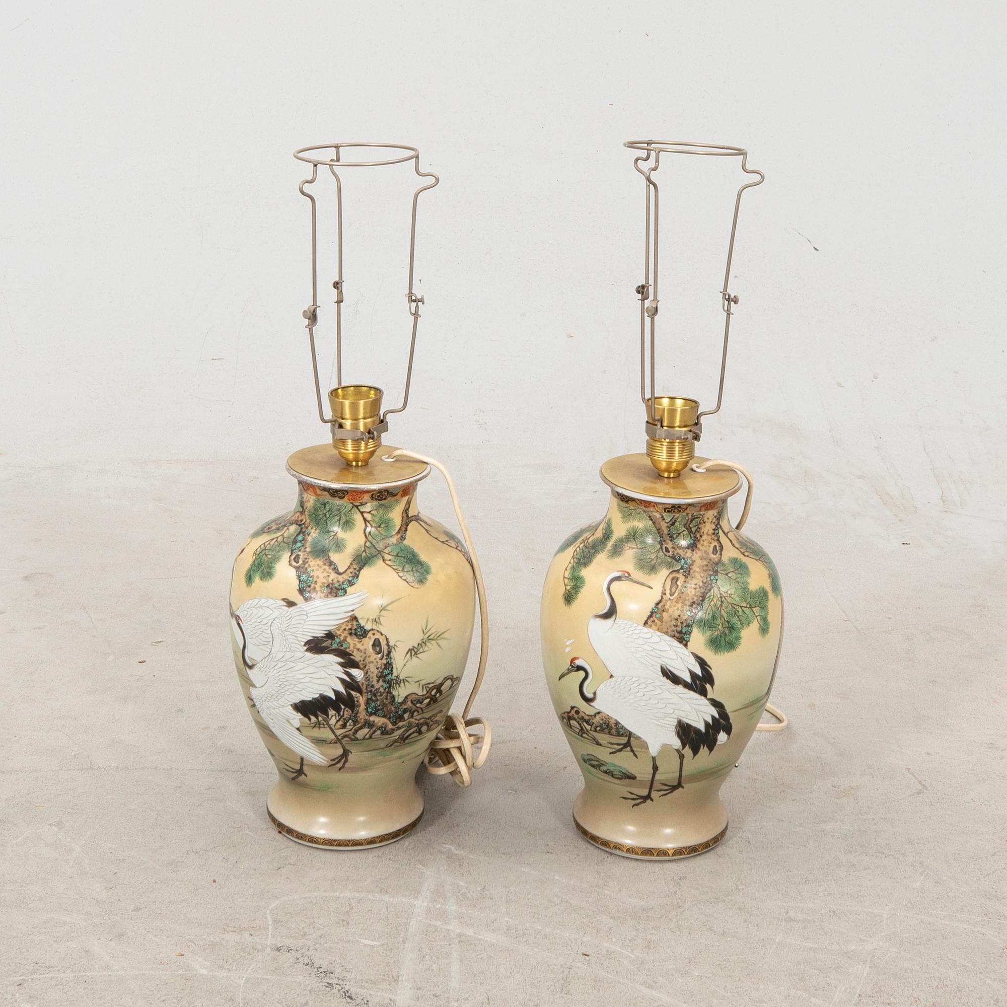Bordslampor ett par Japan tidigt 1900-tal.