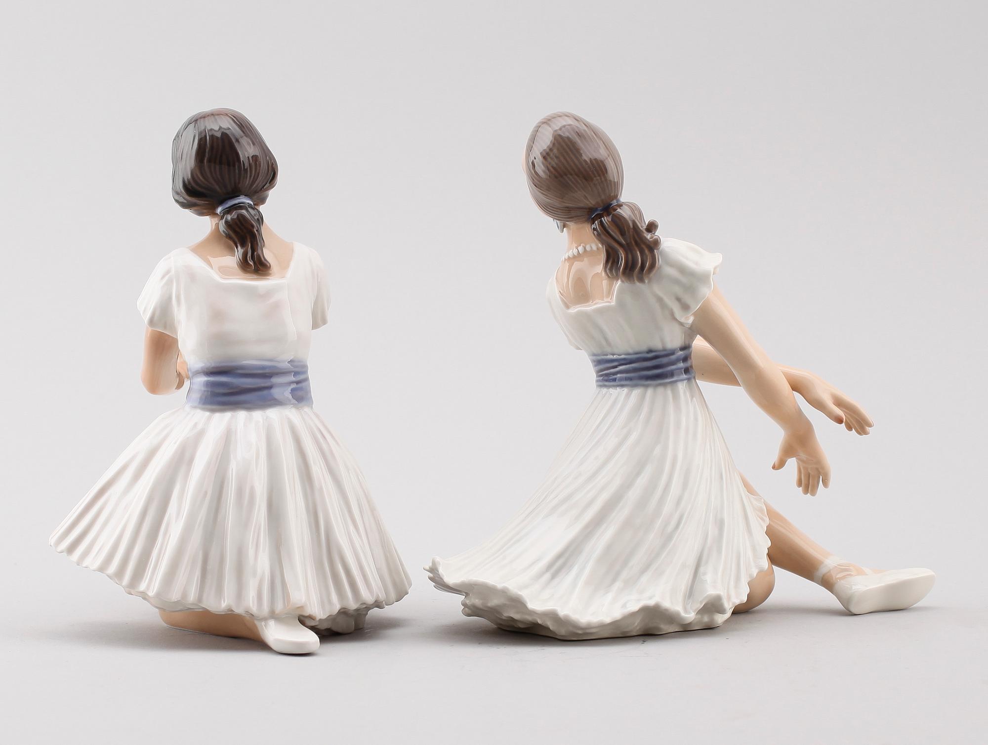 FIGURER, 2 st, porslin, Dahl Jensen, Danmark.