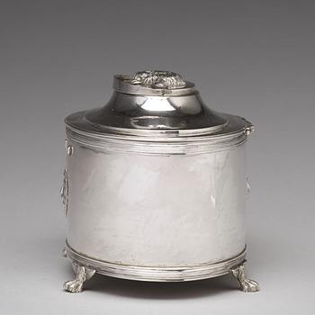 A Swedish 19th century silver sugar-casket, mark of Johan Fredrik Masman, Stockholm 1814.