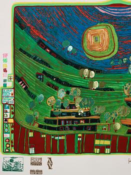 Friedensreich Hundertwasser, the complete portfolio comprising 10 silkscreens in colours with metallic imprints.