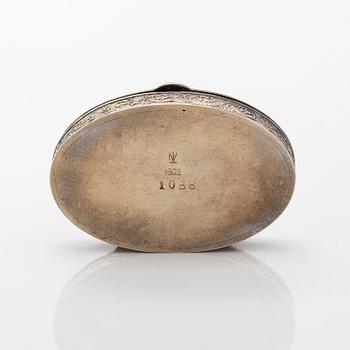 A gilded silver and enamel box, Marius Hammer, Norway, and a pendant in silver and enamel.