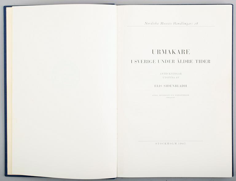 BÖCKER: Stockholms Bokbindare 1460-1880 samt Urmakare i Sverige, 2 volymer.