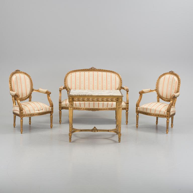 SALONGSGRUPP, 4 delar, Gustaviansk stil, 1900-talets början.