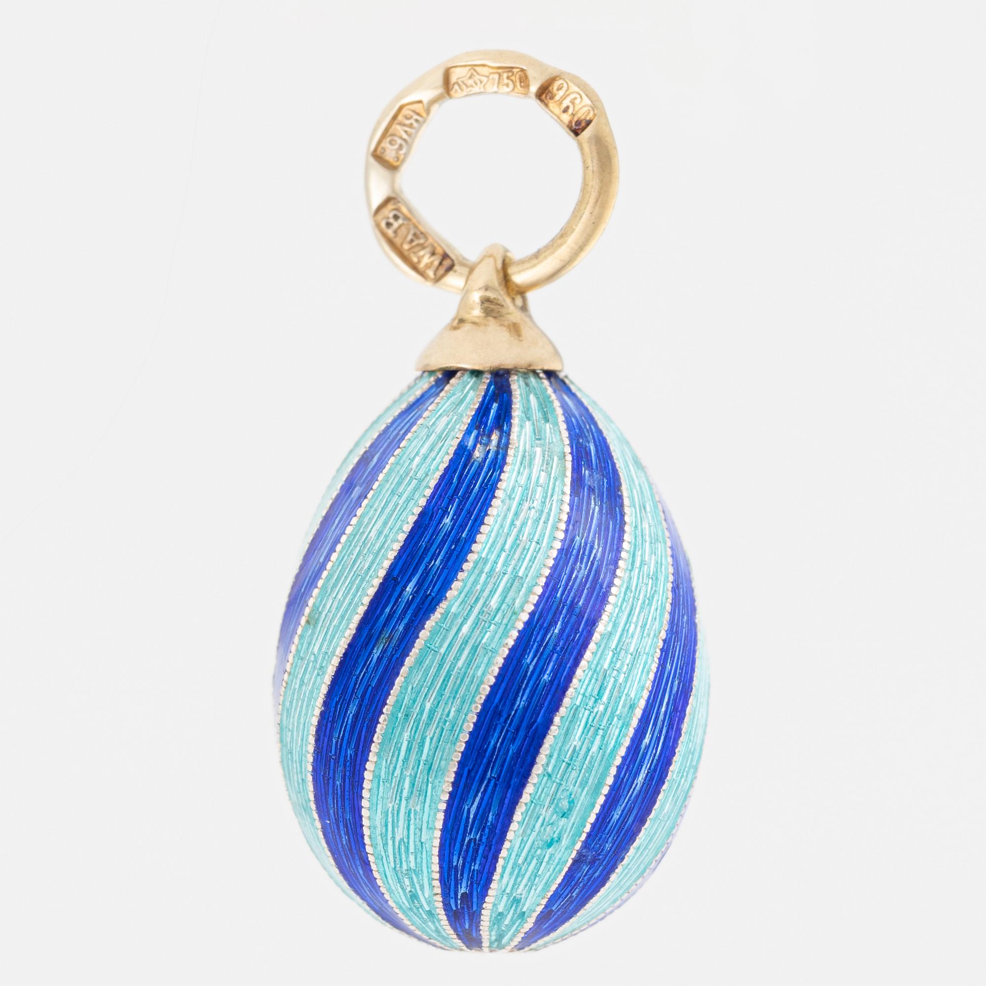 W.A. Bolin, egg, 18k gold and silver with enamel.