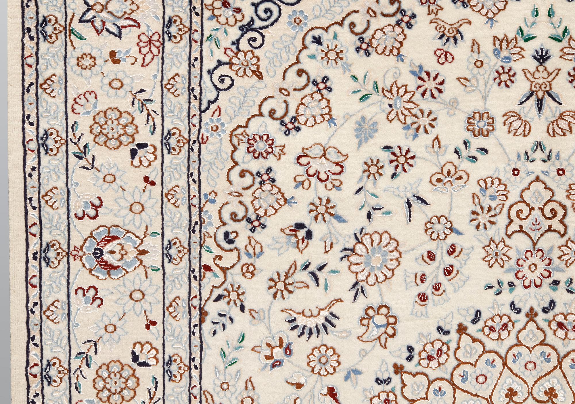 A part silk, Nain carpet, so called 9 LAA, ca 243 x 168 cm.