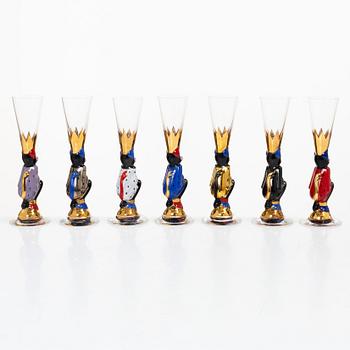 Gunnar Cyrén, Shot glasses/Devil glasses, 7 pcs, from the Nobel service, Orrefors.