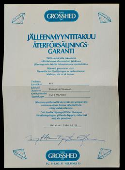 DIAMANT, briljantslipad 0,40 ct F-G (Top Wesselton) / VVS.