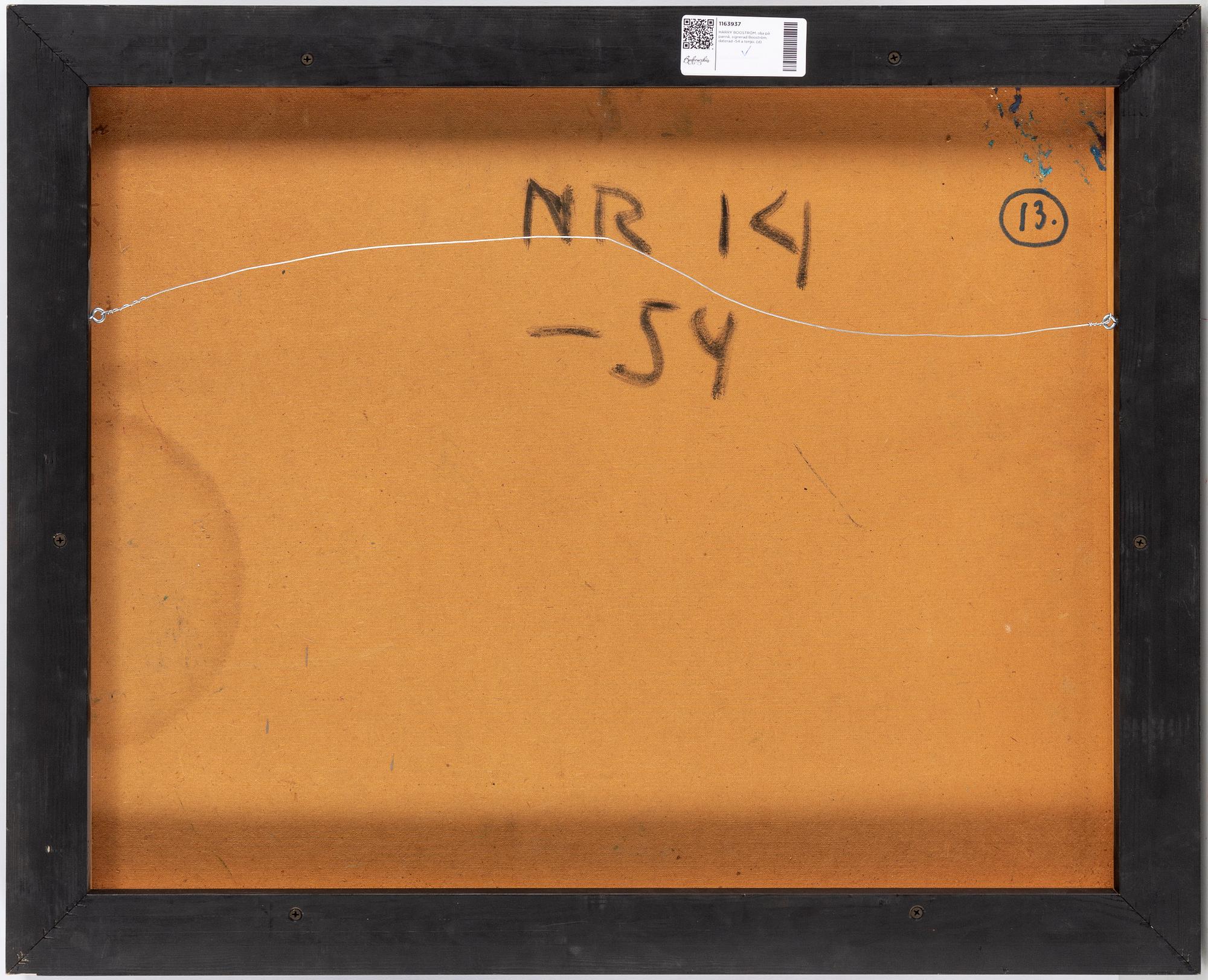 HARRY BOOSTRÖM, oil on panel, signed Booström, dated -54 on verso.