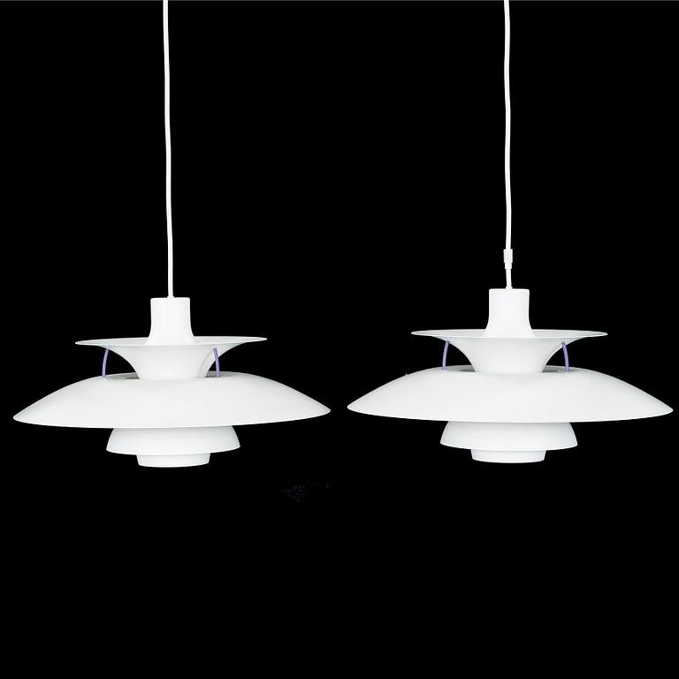 A pair of late 20th century "PH-5" ceiling lamps by Poul Henningsen for Louis Poulsen.