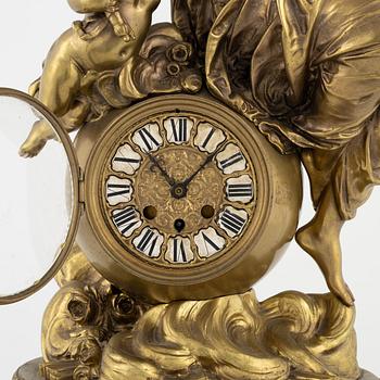 A French bronze mantle clock, circa 1900.