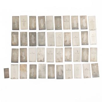 41 silver plaques, “Svenska Gymnastik och Idrottsriksförbund, Distrikts Mästerskap”, CG Hallberg. First half of the 20th century.