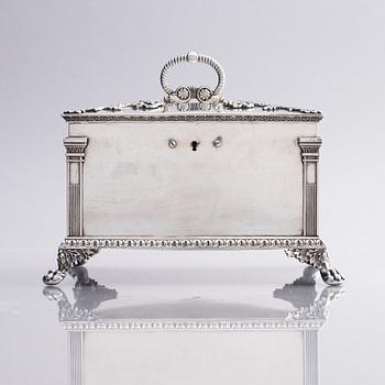 A Swedish 19th century silver sugar-casket, mark of Adolf Zethelius, Stockholm 1826.