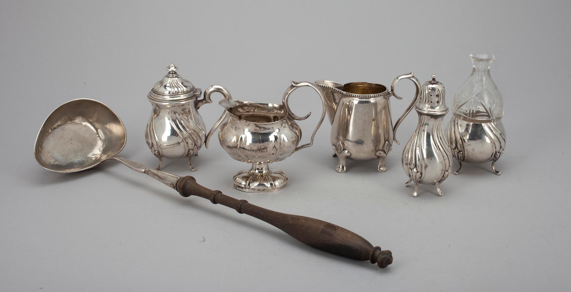 PARTI SILVER, 6 delar, Finland 1837-1925. Silvervikt tot. ca 470 g.