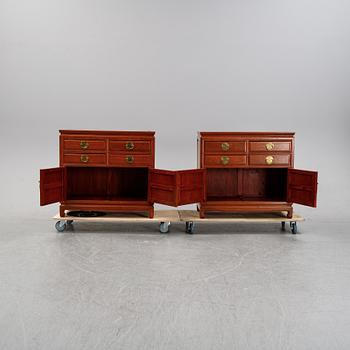 A pair of cupboards or sideboards, Yuen Cheong Furniture Co, Hong Kong, second half of the 20th century.