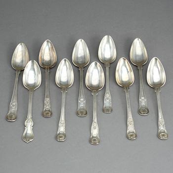 BORDSSKEDAR, silver, mestadels Hans Georg Tillström, Stockholm, 1800-tal. Total vikt ca 492 gram.