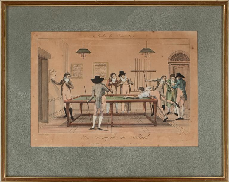 OKÄND KONSTNÄR, handkolorerad gravyr, 1800-talets första hälft.