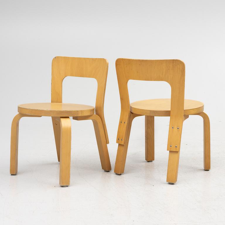 Alvar Aalto, children's chairs, 4 pcs, Artek, Finland.