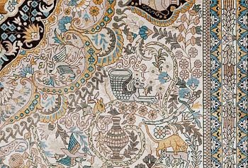 A pictoral orientalisk rug, ca 246 x 156 cm.