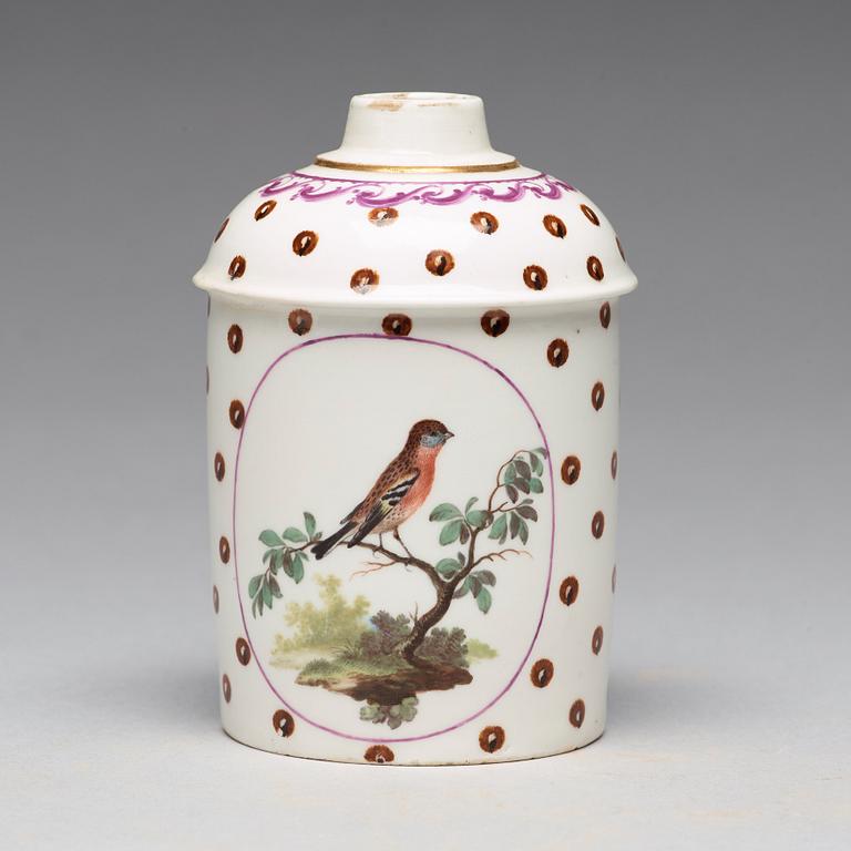 A Frankenthal tea caddy, 18th Century.