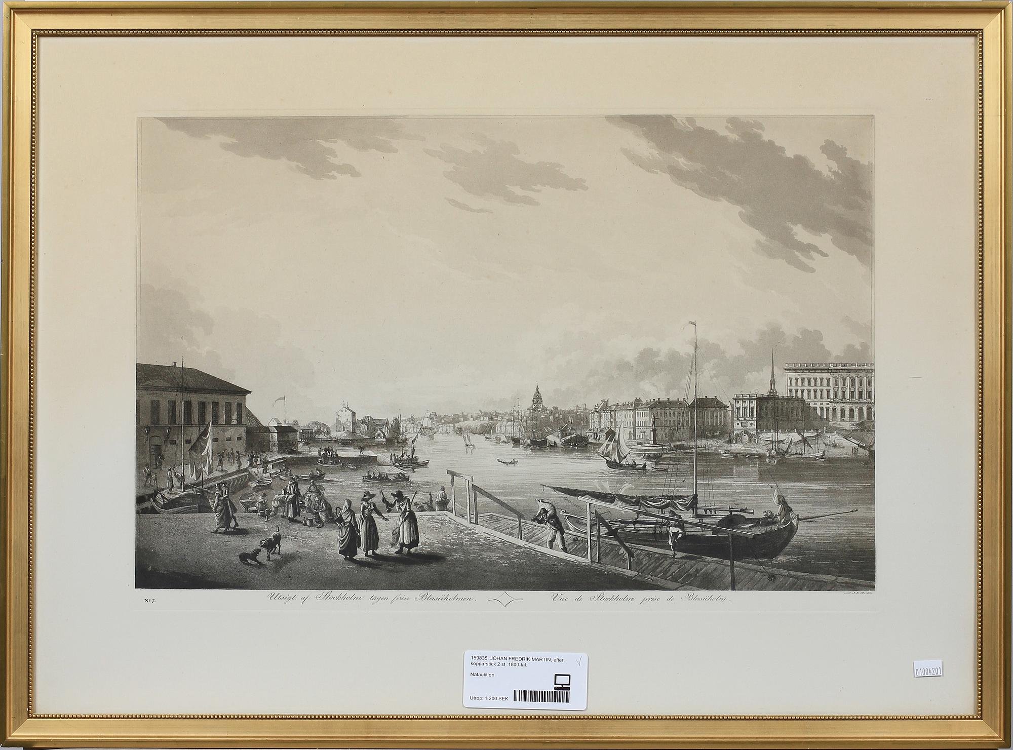 JOHAN FREDRIK MARTIN, efter, kopparstick 2 st, 1800-tal.
