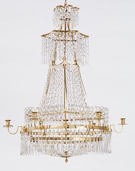A late Gustavian circa 1800 seven-light chandelier, signed by C. H. Brolin.