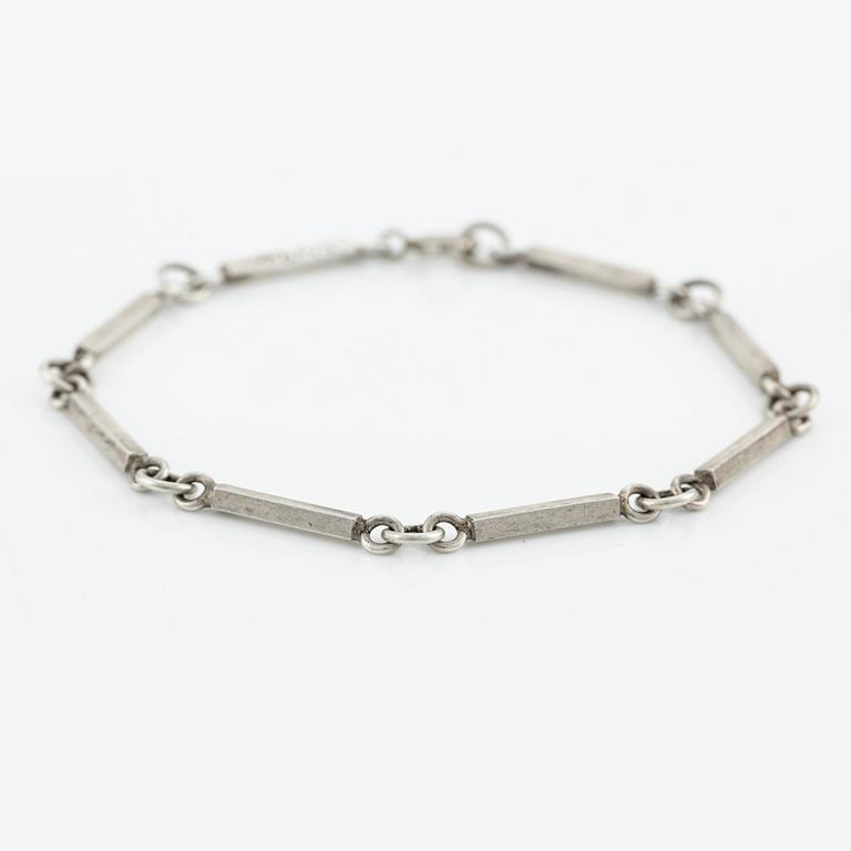 Set with necklace, bracelet, and earrings, silver.