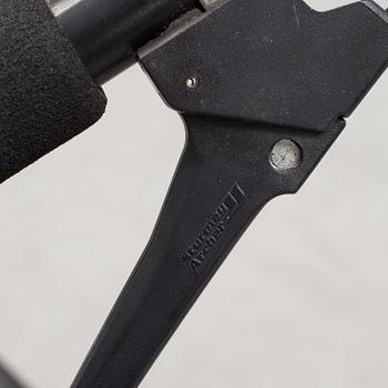 A foldable Strida bike.