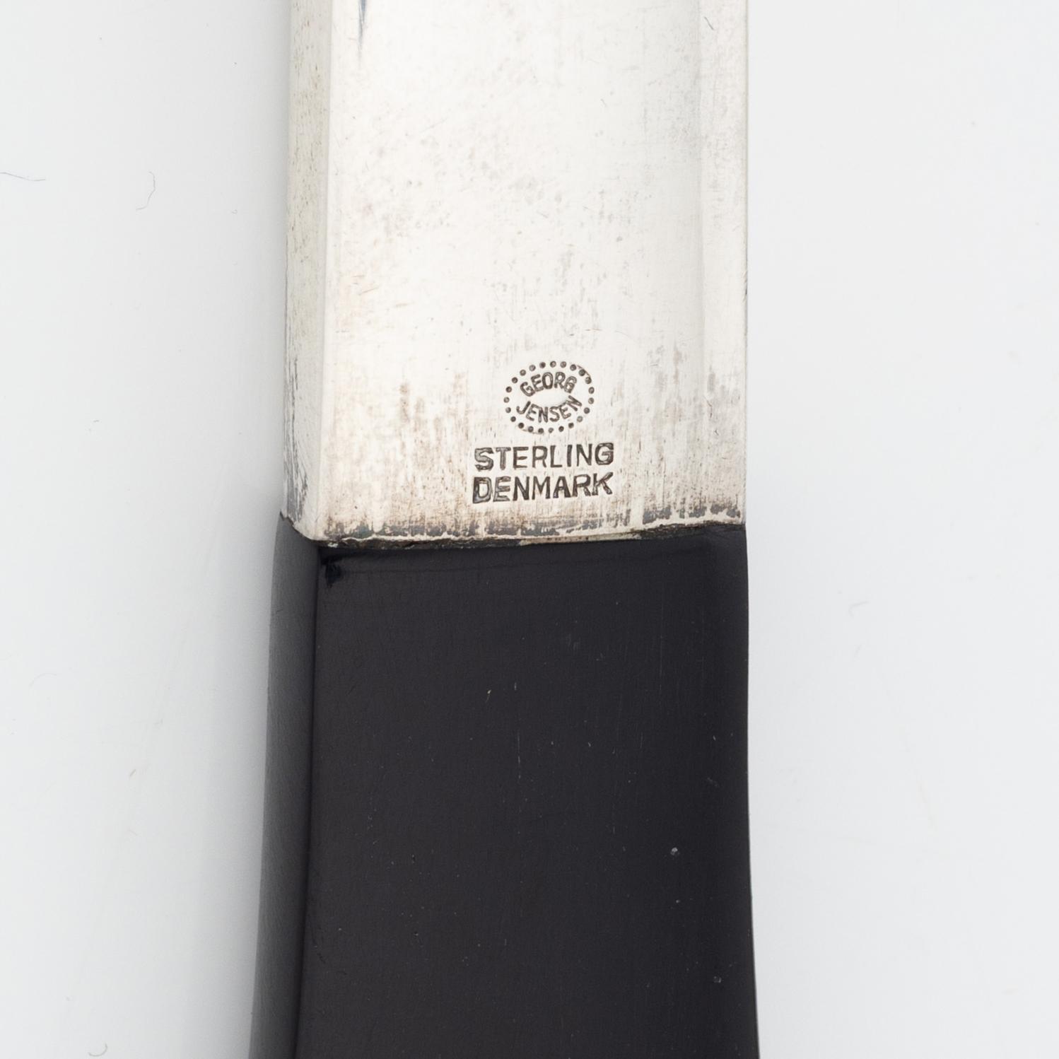 Henning Koppel, salladsbestick, sterling silver och bakelit, modell "Caravel", Georg Jensen, Köpenhamn efter 1957.