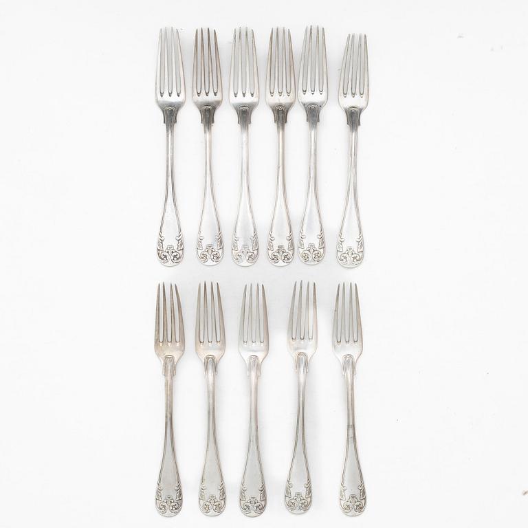 Bestick, 23 st, silver, "Fransk Lilja", C.G.Hallberg, Stockholm, 1901.