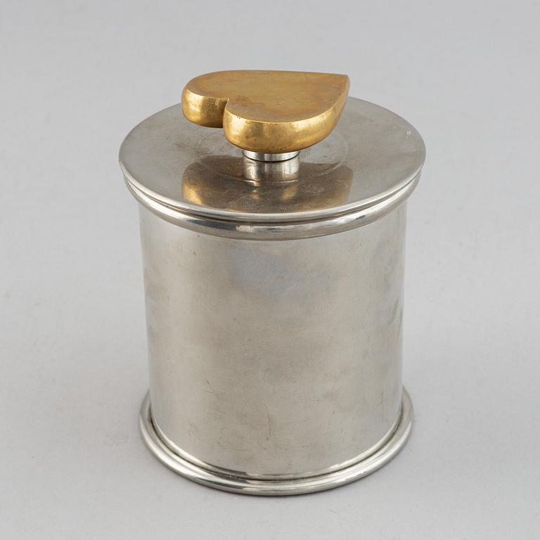 Estrid Ericson, a pewter and brass jar with cover by Svenskt Tenn, Stockholm 1993.