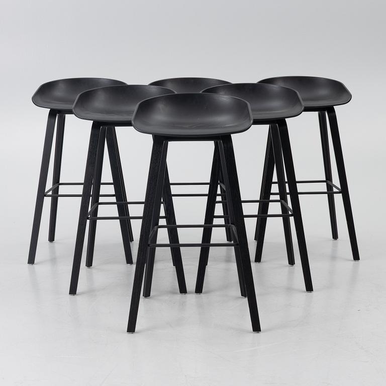 Hee Welling, barstolar, "About a stool", 6 st, HAY, Danmark.