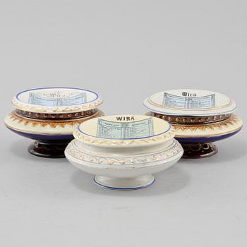 SPELUTENSILIER, 3 st, majolika, Rörstrand, 1800-talets slut.