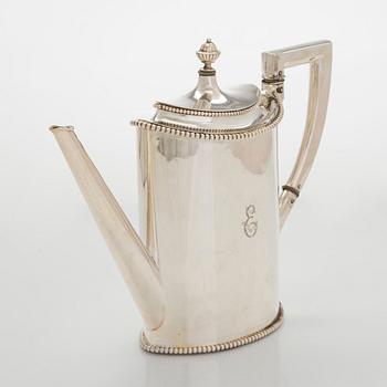 An early 20th century 4- piece sterling silver empire coffee set, C.G. Hallbergs Guldsmeds AB, Stockholm.