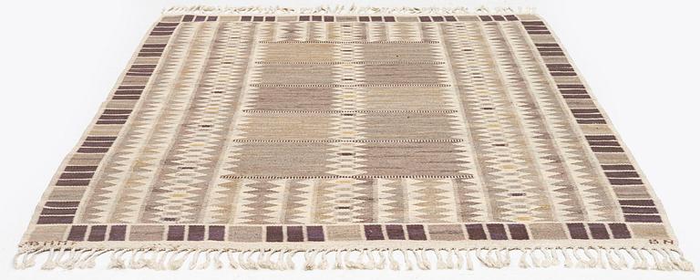 Barbro Nilsson, a carpet, 'Salerno grå', ('Kristianstad'), flat weave, c. 259 x 189 cm, signed AB MMF BN.