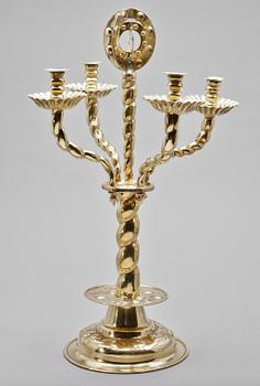 KANDELABER, mässing,  barockstil, sent 1800-tal.